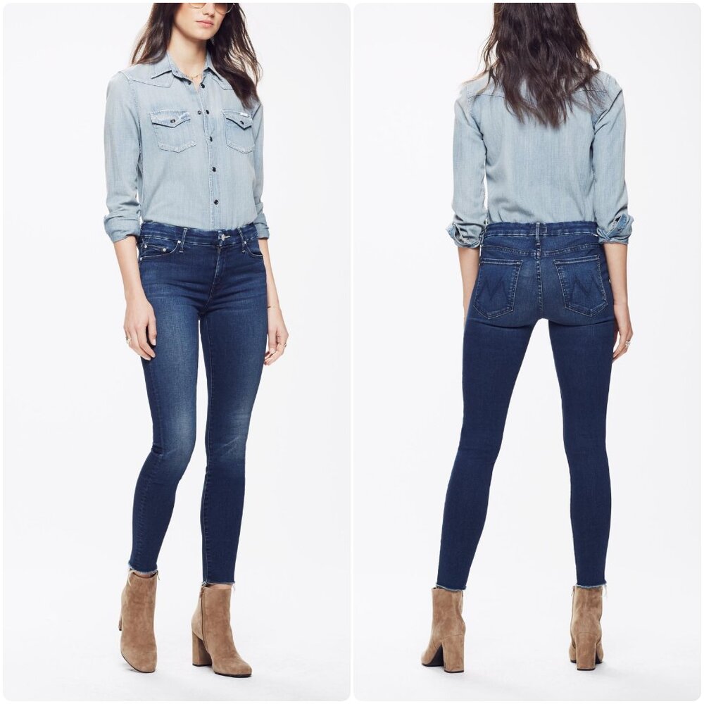 NWT Mother Denim The Looker Ankle Fray Stretch‎ Skinny Jeans Fast Times 25 $228